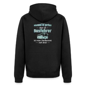Busfahrer lustiger Spruch Bus Geschenk - Unisex Premium Bio Zip Hoodie - Schwarz - Hinten - Nico (187cm)