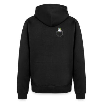 Einhorn Pocket Mittelfinger Einhörner Geschenk - Unisex Premium Bio Zip Hoodie - Schwarz - Hinten - Nico (187cm)