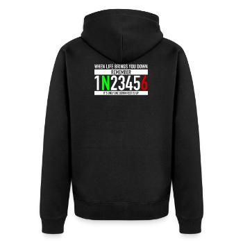 When Life Brings You Down 1N23456 - Unisex Premium Organic Zip Hoodie - black - Back - Nico (187cm)