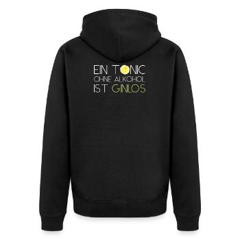 Gin Tonic Saying A ... - Unisex Premium Organic Zip Hoodie - black - Back - Nico (187cm)