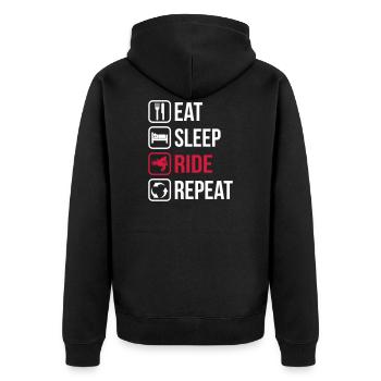 Eat Sleep Ride Repeat - Unisex Premium Organic Zip Hoodie - black - Back - Nico (187cm)