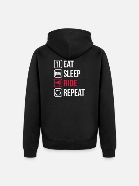 Eat Sleep Ride Repeat - Unisex Premium Organic Zip Hoodie - black