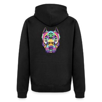 Bully Pit Bull Terrier Wasserfarbe Geschenk - Unisex Premium Bio Zip Hoodie - Schwarz - Hinten - Nico (187cm)