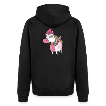 Mad unicorn - Unisex Premium Organic Zip Hoodie - black - Back - Nico (187cm)