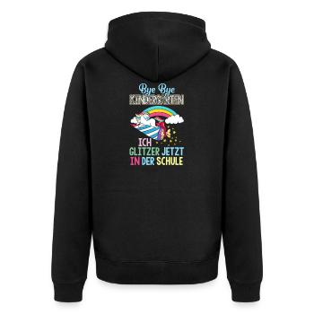 Einhorn 1. Klasse Einschulung Schulanfang Geschenk - Unisex Premium Bio Zip Hoodie - Schwarz - Hinten - Nico (187cm)
