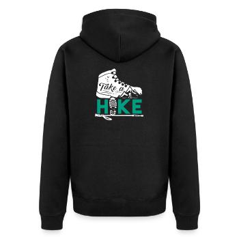 Take a Hike Geschenk Wandern Wanderung Berg - Unisex Premium Bio Zip Hoodie - Schwarz - Hinten - Nico (187cm)