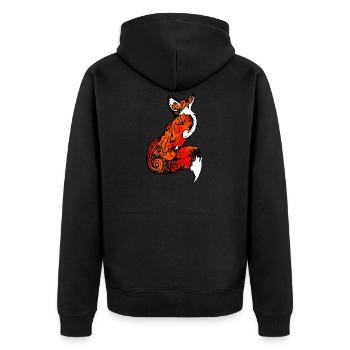 Fuchs Tattoo Tier cool Geschenk - Unisex Premium Bio Zip Hoodie - Schwarz - Hinten - Nico (187cm)