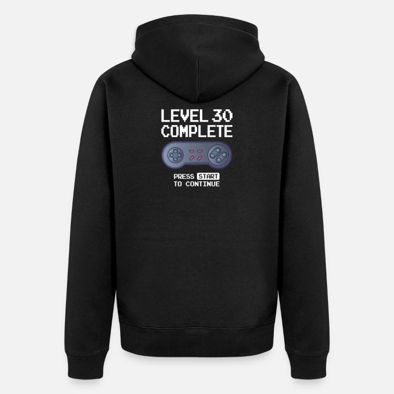 Nerd drôle niveau 30 complet - Veste à capuche bio Premium Unisexe - noir