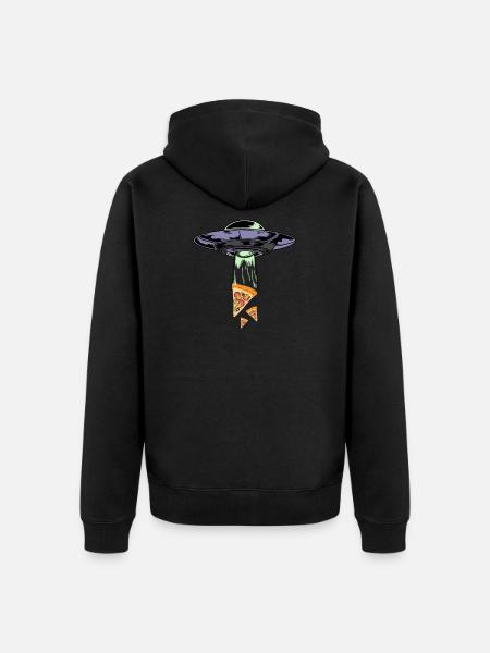Ufo Alien Pizza Abduction - Unisex Premium Organic Zip Hoodie - black