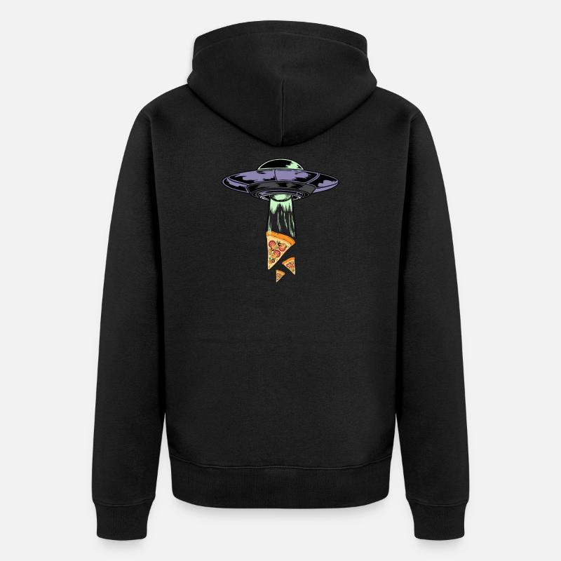 Enlèvement de Pizza Alien Ufo - Veste à capuche bio Premium Unisexe - noir