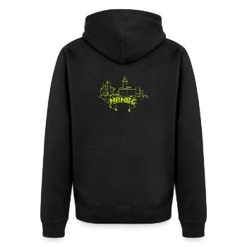 Nuremberg - Unisex Premium Organic Zip Hoodie - black - Back - Nico (187cm)