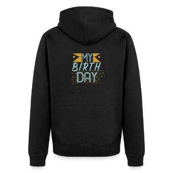 Anniversaire - Veste à capuche bio Premium Unisexe - noir - Dos - Nico (187cm)
