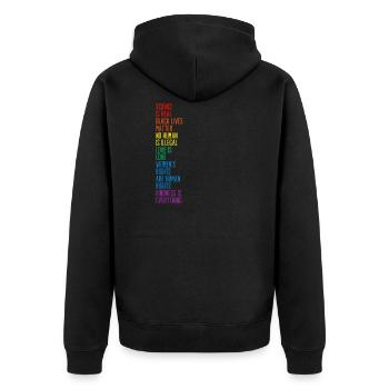 LGBTQ égalité science de l'amitié - Veste à capuche bio Premium Unisexe - noir - Dos - Nico (187cm)
