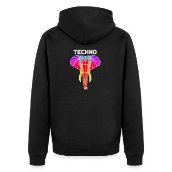 techno elephant - Unisex Premium Organic Zip Hoodie - black - Back - Nico (187cm)