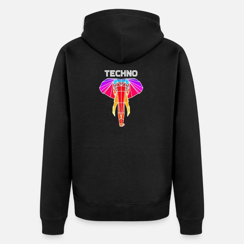 techno elefant - Unisex Premium Bio Zip Hoodie - Schwarz
