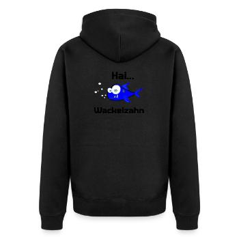Hai Wackelzahn Zahn Blubberblasen Geschenkidee - Unisex Premium Bio Zip Hoodie - Schwarz - Hinten - Nico (187cm)
