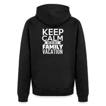 Urlaub Urlaubsreif Urlauber Geschenk Ferien - Unisex Premium Bio Zip Hoodie - Schwarz - Hinten - Nico (187cm)