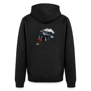 (Train) - Unisex Premium Organic Zip Hoodie - black - Back - Nico (187cm)
