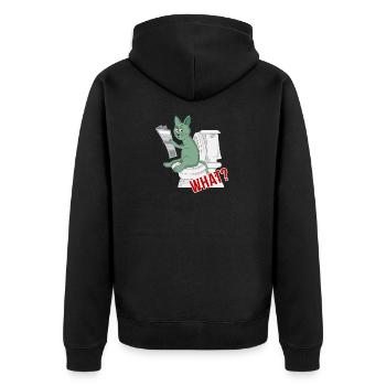 Katze auf dem WC Cat On The Can Toilette Bad - Unisex Premium Bio Zip Hoodie - Schwarz - Hinten - Nico (187cm)