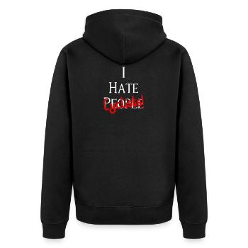 I Hate Cyclists! Ich hasse Radfahrer! - Unisex Premium Bio Zip Hoodie - Schwarz - Hinten - Nico (187cm)