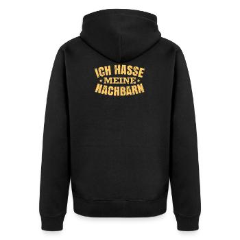 Je déteste mes voisins - Veste à capuche bio Premium Unisexe - noir - Dos - Nico (187cm)