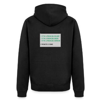 computer - Unisex Premium Organic Zip Hoodie - black - Back - Nico (187cm)