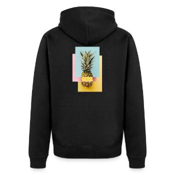 Colorful pineapple / gift idea - Unisex Premium Organic Zip Hoodie - black - Back - Nico (187cm)