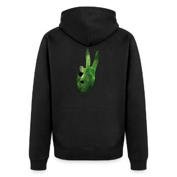 Peacezeichen - Unisex Premium Bio Zip Hoodie - Schwarz - Hinten - Nico (187cm)