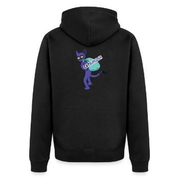 Katze Dieb Räuber Cat - Unisex Premium Bio Zip Hoodie - Schwarz - Hinten - Nico (187cm)