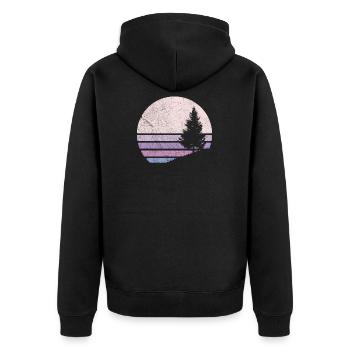 Vintage Pine Tree Mountain Retro Miniist Sun - Veste à capuche bio Premium Unisexe - noir - Dos - Nico (187cm)
