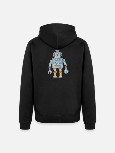 Roboter T-Shirt Kinder - Unisex Premium Bio Zip Hoodie - Schwarz