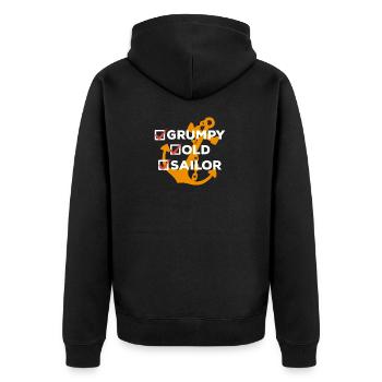 Grumpy Old Sailer - Unisex Premium Bio Zip Hoodie - Schwarz - Hinten - Nico (187cm)