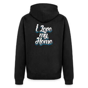 J'aime ma maison Grande maison de motivation J'aime - Veste à capuche bio Premium Unisexe - noir - Dos - Nico (187cm)