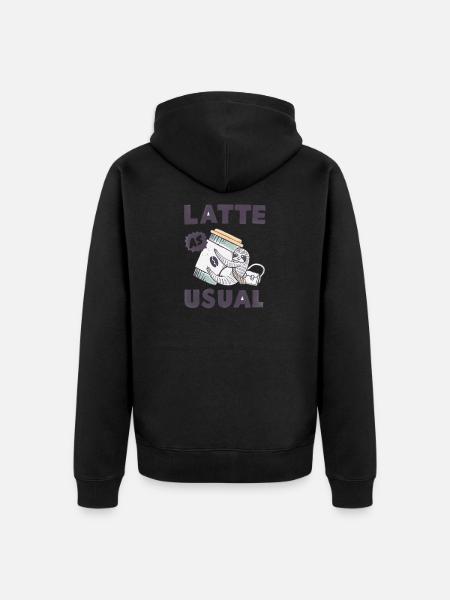 Latte as Usual - Unisex Premium Bio Zip Hoodie - Schwarz
