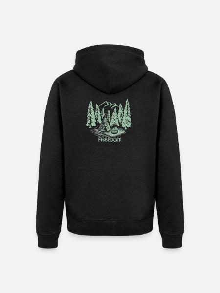 Freedome Bergwanderung - Unisex Premium Bio Zip Hoodie - Schwarz