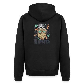 Hipster pineapple - Unisex Premium Organic Zip Hoodie - black - Back - Nico (187cm)