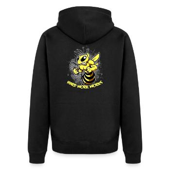 Travail dur travaille Fitness Gym Bee - Veste à capuche bio Premium Unisexe - noir - Dos - Nico (187cm)
