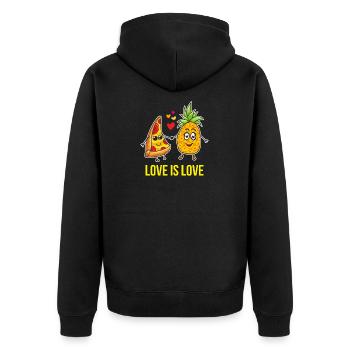 Ananas Pizza Shirt - Unisex Premium Bio Zip Hoodie - Schwarz - Hinten - Nico (187cm)