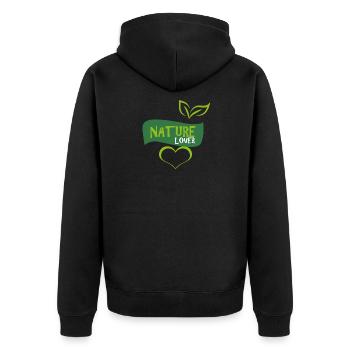 Natur - Unisex Premium Bio Zip Hoodie - Schwarz - Hinten - Nico (187cm)