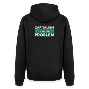 Le capitalisme n'est pas le problème Capitalisme Investo - Veste à capuche bio Premium Unisexe - noir - Dos - Nico (187cm)