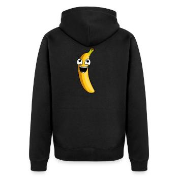 Lächelnde Banane - Unisex Premium Bio Zip Hoodie - Schwarz - Hinten - Nico (187cm)