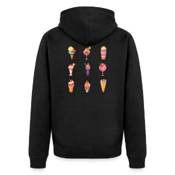 Eis Speiseeis Eiskrem Eiscreme Kugeleis Eisbecher - Unisex Premium Bio Zip Hoodie - Schwarz - Hinten - Nico (187cm)