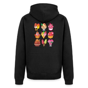 Eis Speiseeis Eiskrem Eiscreme Kugeleis Eisbecher - Unisex Premium Bio Zip Hoodie - Schwarz - Hinten - Nico (187cm)