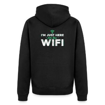 Je suis seulement là pour le cadeau wifi Wifi - Veste à capuche bio Premium Unisexe - noir - Dos - Nico (187cm)