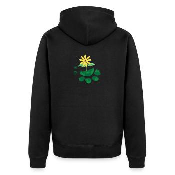 Katzen Pfotenabdruck mit Blume - Unisex Premium Bio Zip Hoodie - Schwarz - Hinten - Nico (187cm)