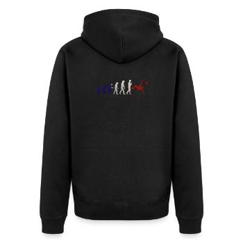 Evolution Football France - Unisex Premium Organic Zip Hoodie - black - Back - Nico (187cm)