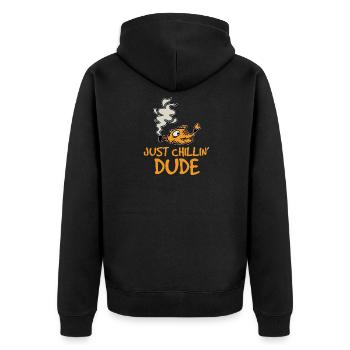 Fisch - Unisex Premium Bio Zip Hoodie - Schwarz - Hinten - Nico (187cm)