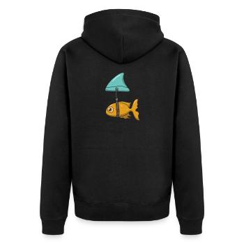 Poisson rouge avec nageoire de requin - Veste à capuche bio Premium Unisexe - noir - Dos - Nico (187cm)