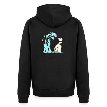 Bart Welle - lustiges Männer mit Bart Geschenk - Unisex Premium Bio Zip Hoodie - Schwarz - Hinten - Nico (187cm)