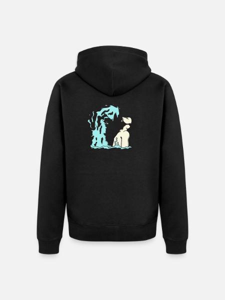 Beard wave - funny men with beard gift - Unisex Premium Organic Zip Hoodie - black